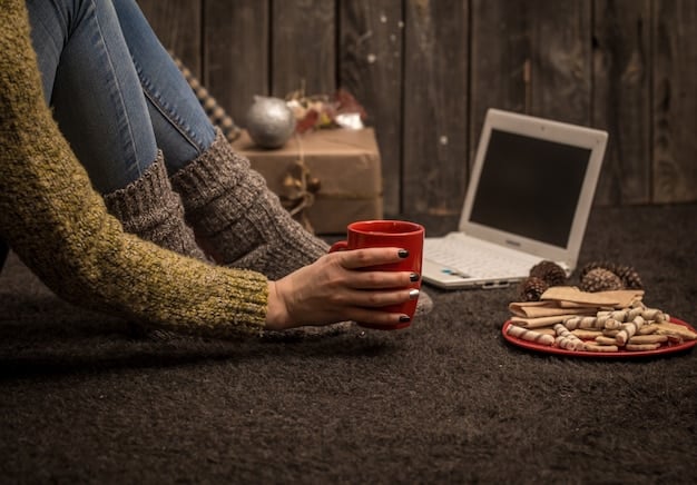 A person writing notes while listening to a podcast, with a laptop and coffee mug nearby. The scene is a cozy home office setting.