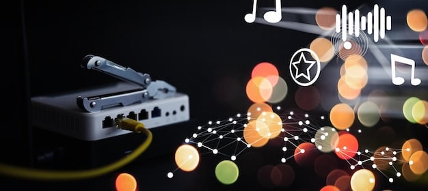 A futuristic graphic showing connected nodes representing podcasters, advertisers, and listeners, with lines of data and currency flowing between them, illustrating a complex and integrated digital economy. The background is a clean, abstract network grid.