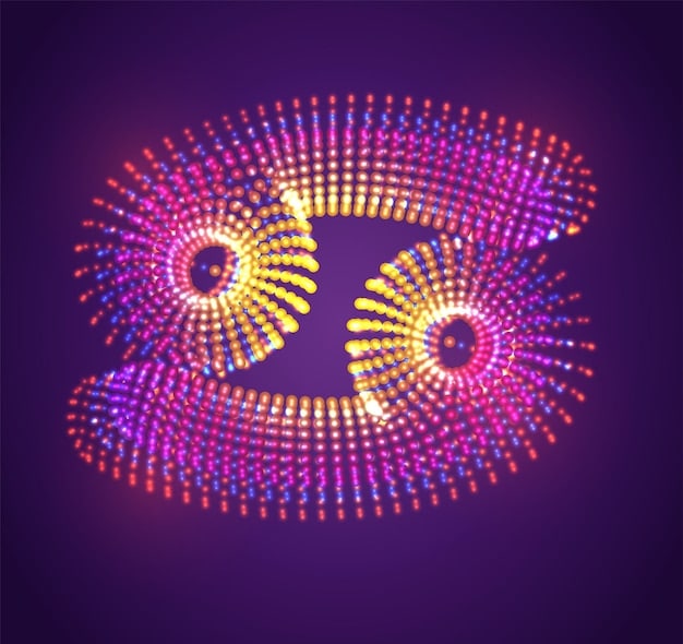 A stylized digital representation of a podcast wave, intricately woven with glowing blockchain nodes and NFT icons, illustrating secure content ownership.