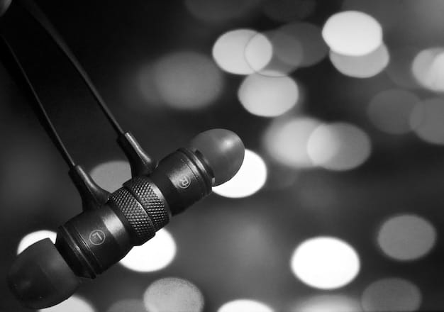 A close-up shot of a high-quality microphone with a blurred background of a professional podcasting studio. The microphone is the key element, emphasizing the importance of clear audio and professional equipment in podcast interviews. Soft, diffused lighting enhances the studio's atmosphere.