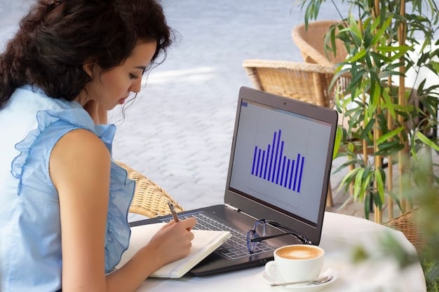 A person analyzing a laptop screen displaying various podcast analytics using tools like Google Analytics and podcast hosting platforms. The screen shows data visualizations of website traffic, conversion rates, engagement metrics, and listener demographics.