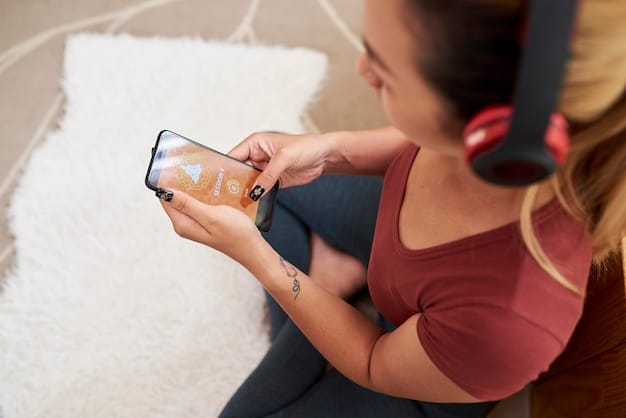 A person holding a smartphone showing a podcast app with various episode covers, while simultaneously interacting with a laptop displaying a calendar and scheduling software, subtly indicating the integration of podcasting with efficient scheduling.