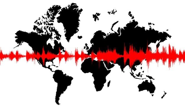 A world map with shaded areas indicating varying levels of podcast listenership, highlighting global and regional demographic differences.