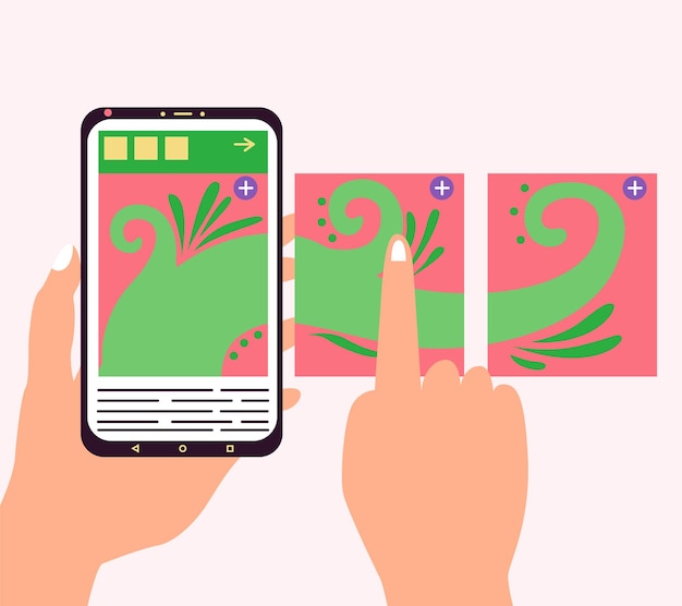 A close-up illustration of a hand holding a smartphone displaying the Spotify app, with a thought bubble above it showing dollar signs and charts, suggesting monetization. In the background, there are blurred images of small, independent podcast recording setups.