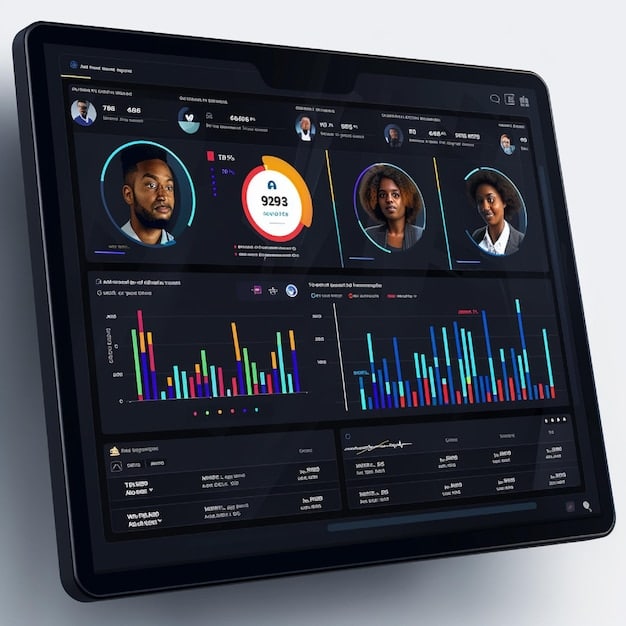 A detailed dashboard displaying podcast analytics, including listener demographics, engagement rates, and advertising ROI, highlighting data-driven decision-making.
