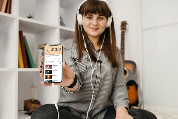 A person actively sharing a podcast episode on various social media platforms, with a smartphone in hand and multiple app icons visible on the screen, indicating multi-channel promotion.